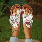 Women's Toe Loop Floral Bow Slide Sandals 06690194C