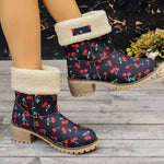 Women's Casual Strawberry Pattern Block Heel Snow Boots 26257644S
