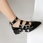 Women's Fashionable Retro Belt Buckle Flat Shoes 66905449S