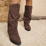 Women's Melard Long Boots with Chunky Heel and Pants Leg Design 07779024C