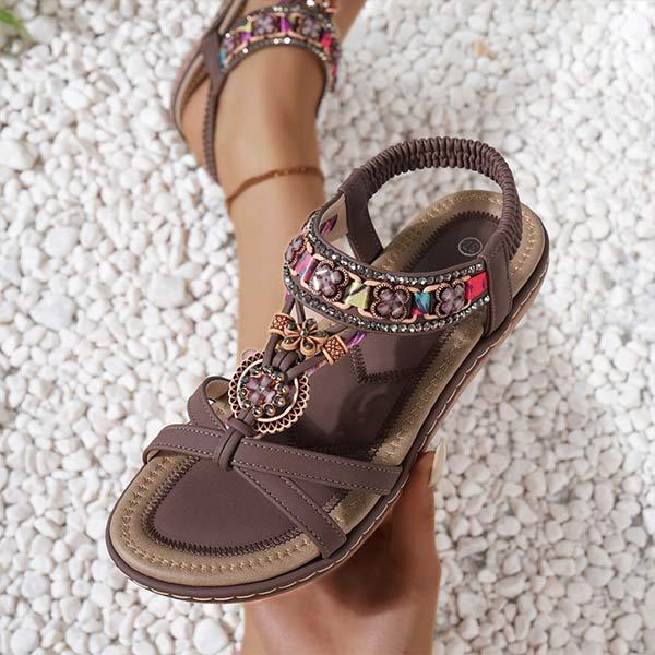 Women's Bohemian Flat Rhinestone Sandals 38370177C