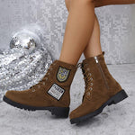 Women's Casual Badge Icon Suede Martin Boots 62422924S