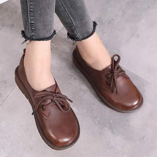 Women's Round-Toe Lace-Up Flat Shoes with Soft Soles 40168877C