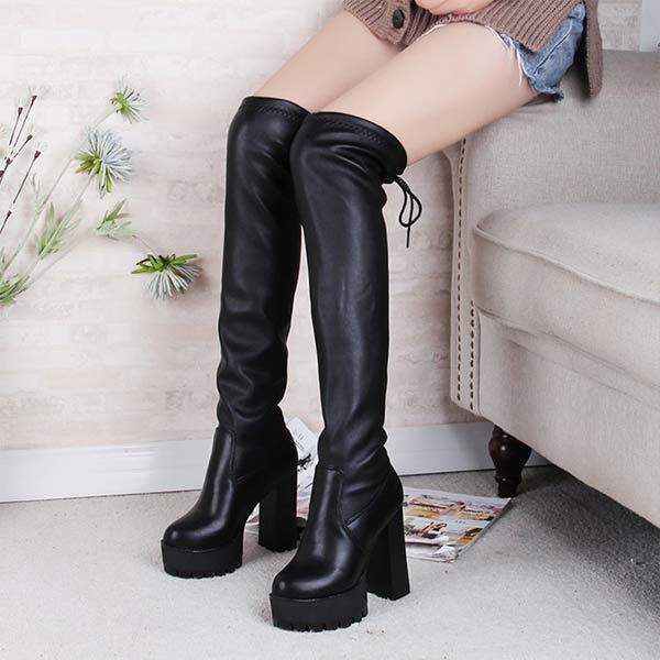 Women's Thick-Soled Elastic Over-The-Knee Boots 84766320C