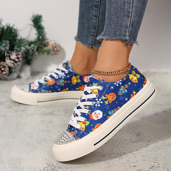 Women's Casual Rhinestone Christmas Canvas Shoes 17698639S