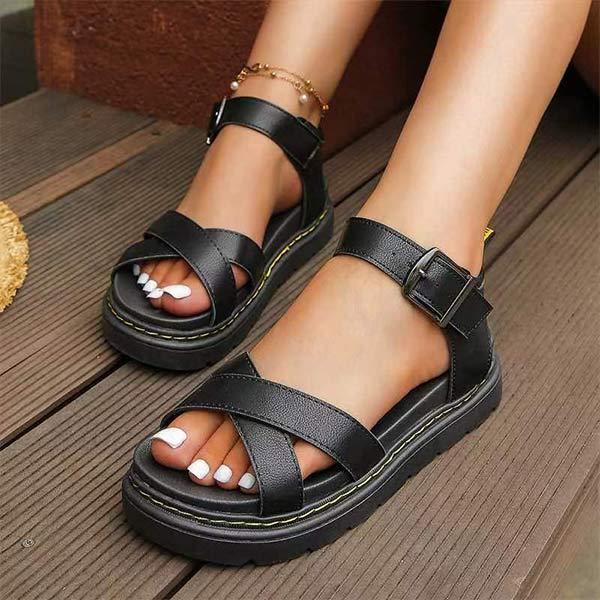 Women's Thick-Sole Roman Buckle Sandals 73995915C