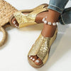 Women's Snake Print Platform Peep-Toe Sandals 35058289C