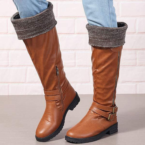 Women's Vintage Low Heel Knee-High Boots 55794092C