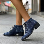 Women's Casual Denim Lace Up Ankle Boots 90145071S