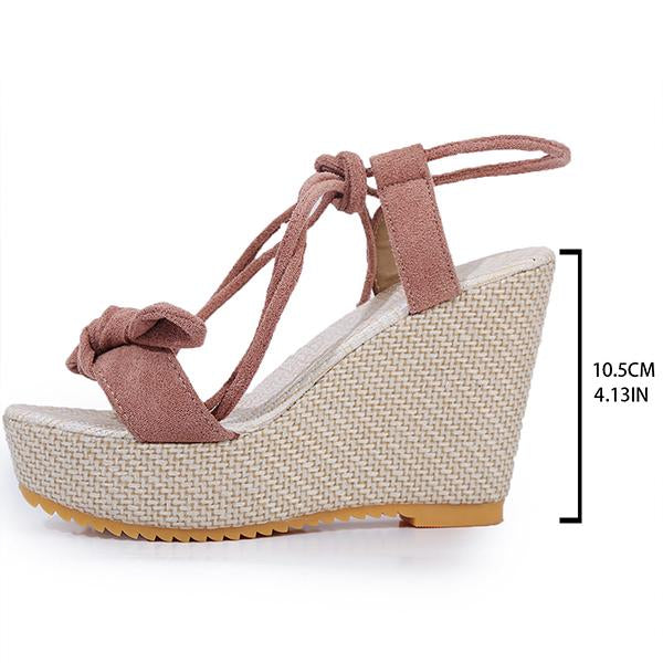 Women’s Fashionable Ankle Strap Bow Wedge Sandals 71755768S