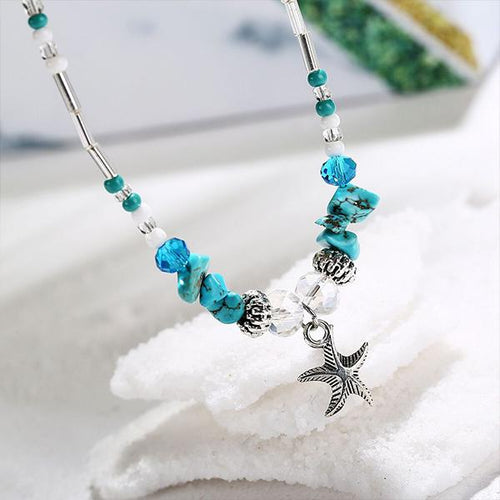 Beach Starfish Pendant Rice Bead Vintage Anklet 33965039C