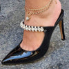 Women's Rhinestone Pointed Toe High Heel Slide Sandals 45355159C