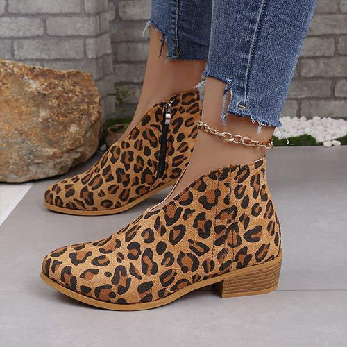 Women's Chunky Heel Round Toe Ankle Boots 09547652C