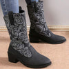 Women's Embroidered Pointed-Toe Mid-Calf Denim Boots 65131167C