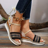Women's Braided Strap Wedge Sandals with Ankle Strap 84094236C