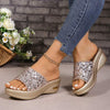 Women's Sequined Thick-Soled Wedge Slippers 67252618C