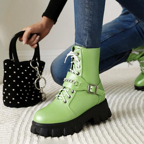 Women's Fashion Lace Up Zipper Platform Martin Boots 56001133S