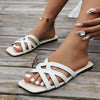 Women's Open Toe Flat Sandals with Rhinestone Embellishments 10210529C