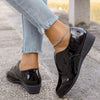 Women's Round Toe Shiny Leather Wedge Shoes 94472029C