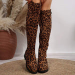 Women's Leopard Print Over-the-Knee Stretch Boots 03914668C