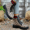 Women's Color-Block Chunky Heel Combat Boots 48741264C