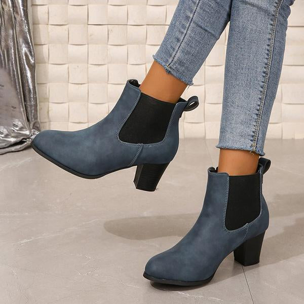 Women's Retro Chunky Heel Ankle Boots Chelsea Boots 22452470S