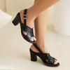 Women's Retro Hollow Block Heel Roman Sandals 68868355S