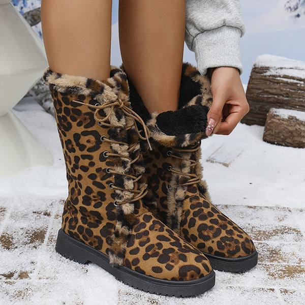 Women's Fashion Leopard Print Warm Snow Boots 24091690S