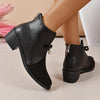 Women's Fashionable Pearl Retro Block Heel Ankle Boots 33343519S