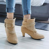 Women's Medium Heel Chunky Heel Belt Buckle Scrub Boots 30847389C