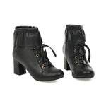 Women's Lace Lace Chunky Mid-Heel Lolita Ankle Boots 00433753C