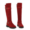 Women's Flat Buckle-Strap Knee-High Boots 35363104C