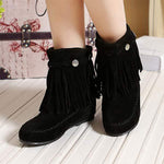 Women's Low-Heel Casual Fringed Boots 27599957C