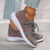 Women's Round Toe Lace-Up Flyknit Running Sneakers 61874968S
