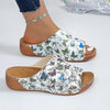 Women's Casual Butterfly Pattern Round Toe Wedge Slippers 34593580S