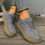 Women's Flat-Soled Lace-Up Suede Casual Sneakers 23828585S