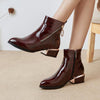 Women's Fashion Zipper Decorative Chunky Heel Ankle Boots 30992996S