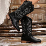 Women's Vintage Embroidered Western Chunky Heel Cowboy Boots 55418390C