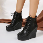 Women's Stylish Patent Leather Wedge Booties 48090953S