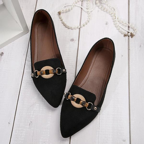 Women's Elegant Flats with Retro Metallic Decoration 10258624S