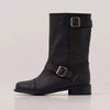 Women's Retro Thick-Soled Black Mid-Calf Boots 55132334C