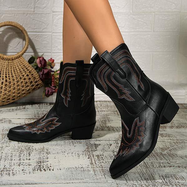 Women's Retro Embroidered Short Boots 11820135C