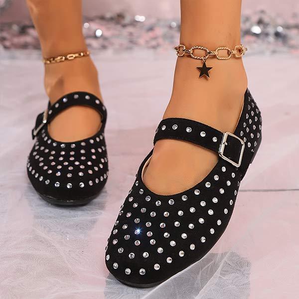 Women's Flat Fashion Shoes with Rhinestone Embellishments 96151466C