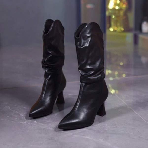Women's Slim Heel Pointed-Toe Mid-Calf Boots 00951457C