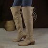 Women's Retro Lace-Up Chunky Heel Over-the-Knee Boots 72203895S