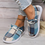 Women's Lace-Up Casual Plaid Flat Canvas Shoes 06532324S