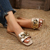 Women's Fashion Chain Square Toe Flat Slippers 33254209S