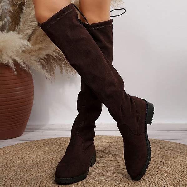 Women's Leopard Print Over-the-Knee Stretch Boots 03914668C