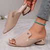 Women's Peep-Toe Chunky Heel Slide Sandals 85131502C