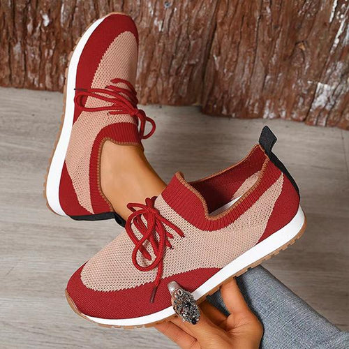 Women's Casual Mesh Breathable Flat Lace-up Sneakers 39537549S